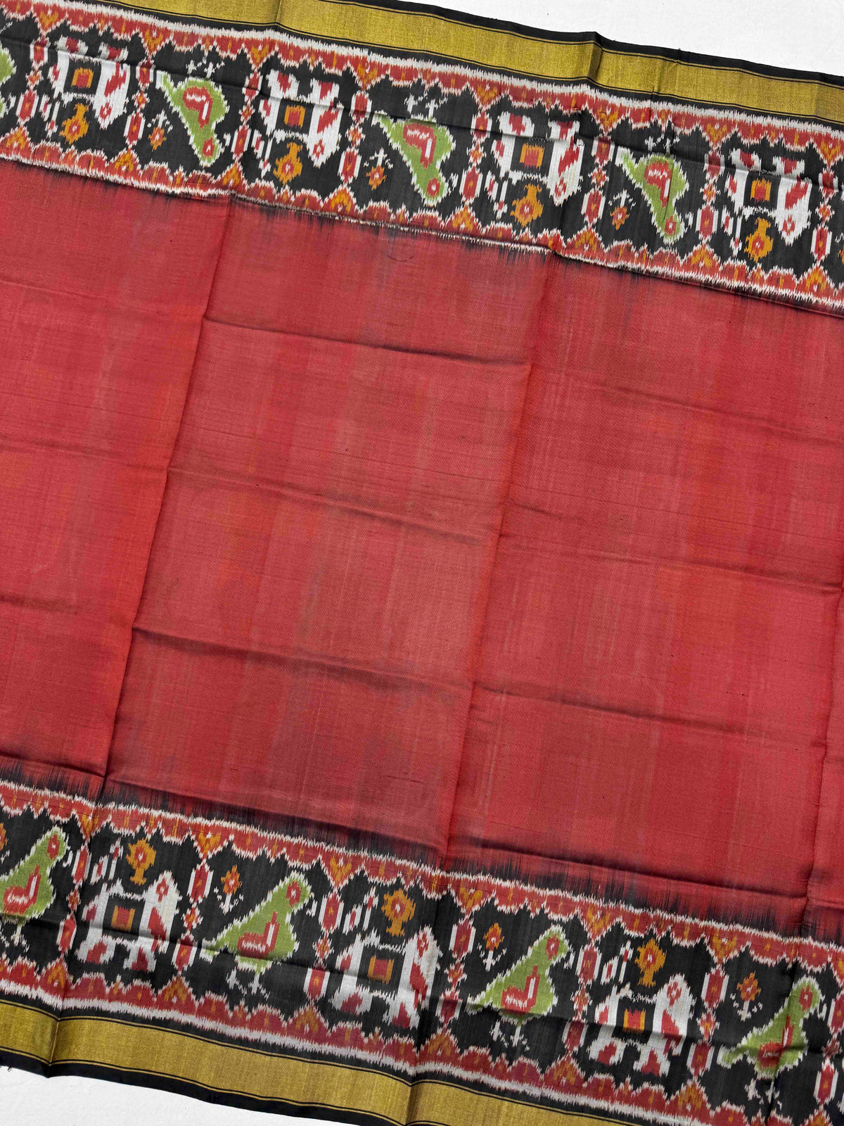 Black & Red Plain Single Ikat Patola Dupatta