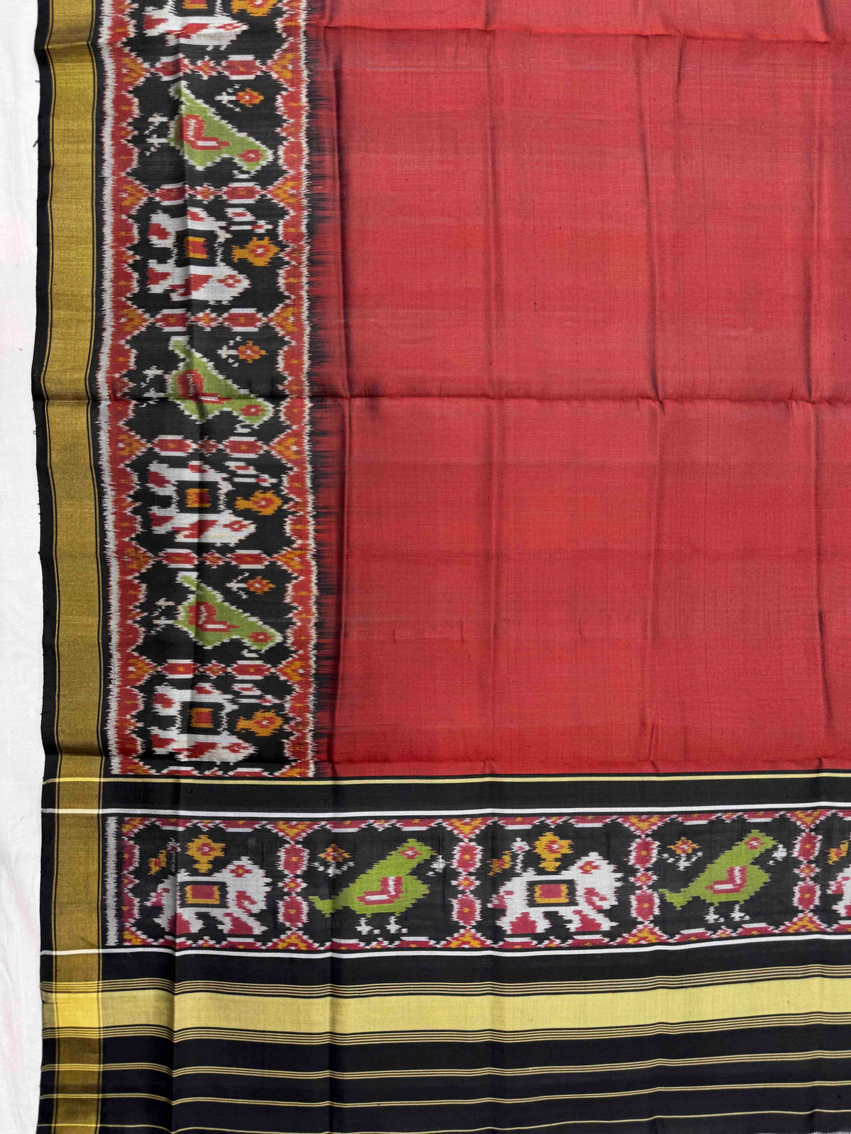 Black & Red Plain Single Ikat Patola Dupatta