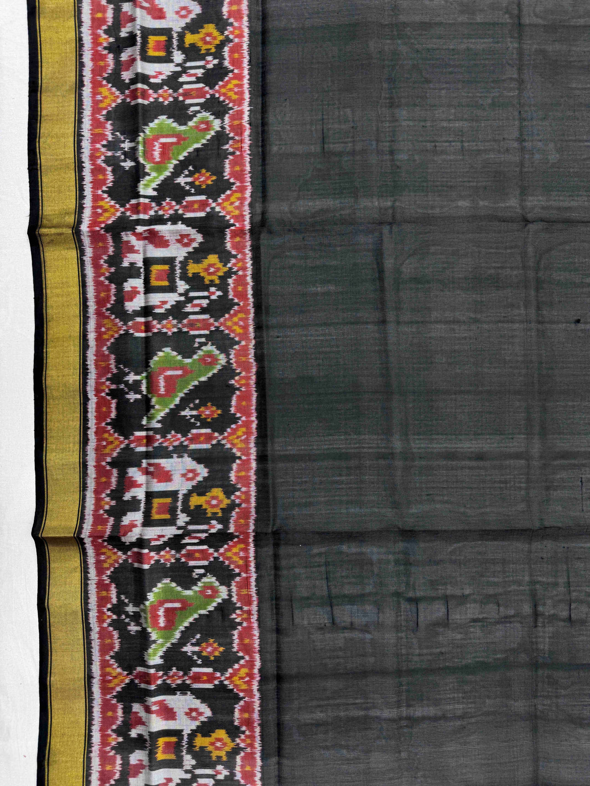 Black Plain Single Ikat Patola Dupatta