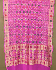 Baby Pink Meenakari Georgette Bandhani Dupatta - SindhoiPatolaArt