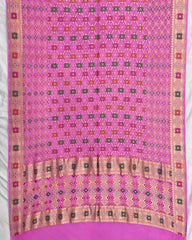 Baby Pink Meenakari Georgette Bandhani Dupatta - SindhoiPatolaArt