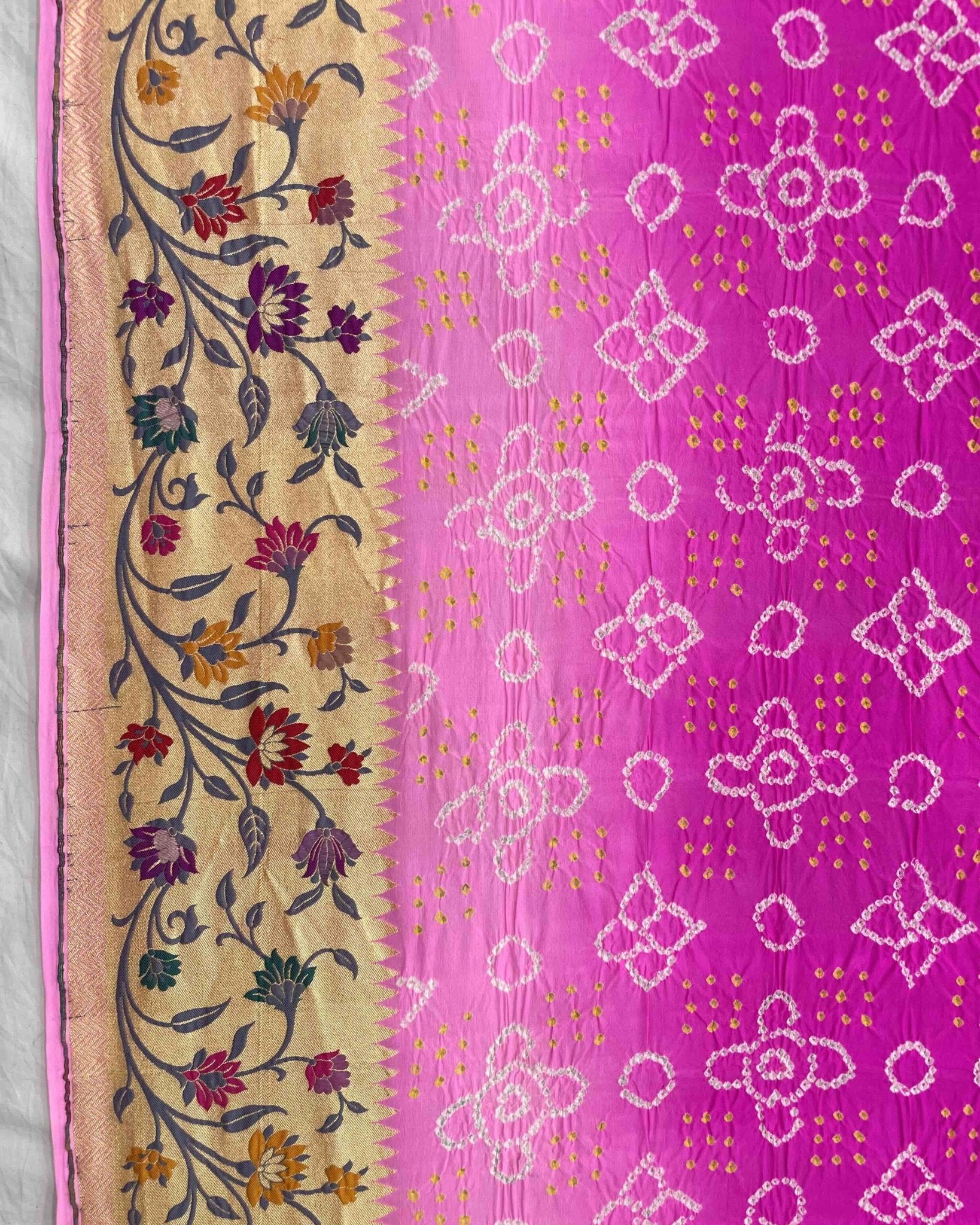 Baby Pink & Pink Shaded Georgette Bandhani Dupatta - SindhoiPatolaArt