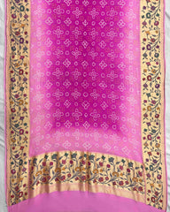 Baby Pink & Pink Shaded Georgette Bandhani Dupatta - SindhoiPatolaArt