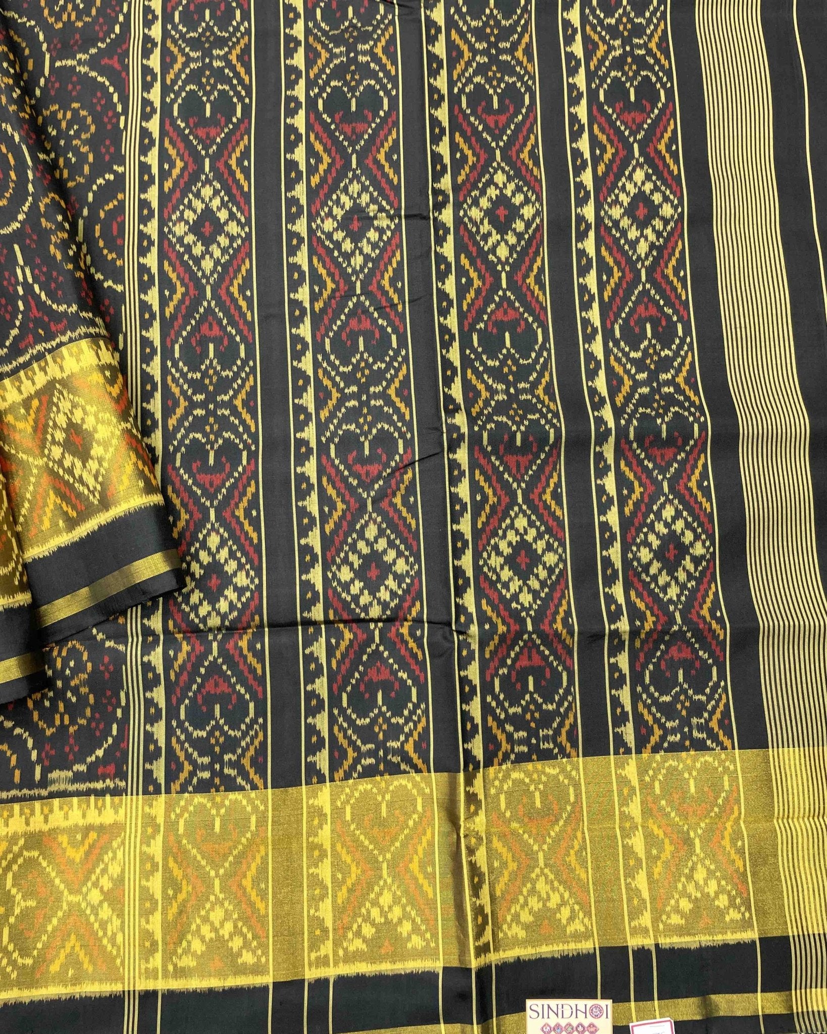 Black Bandhani Circle Designer Patola Saree - SindhoiPatolaArt