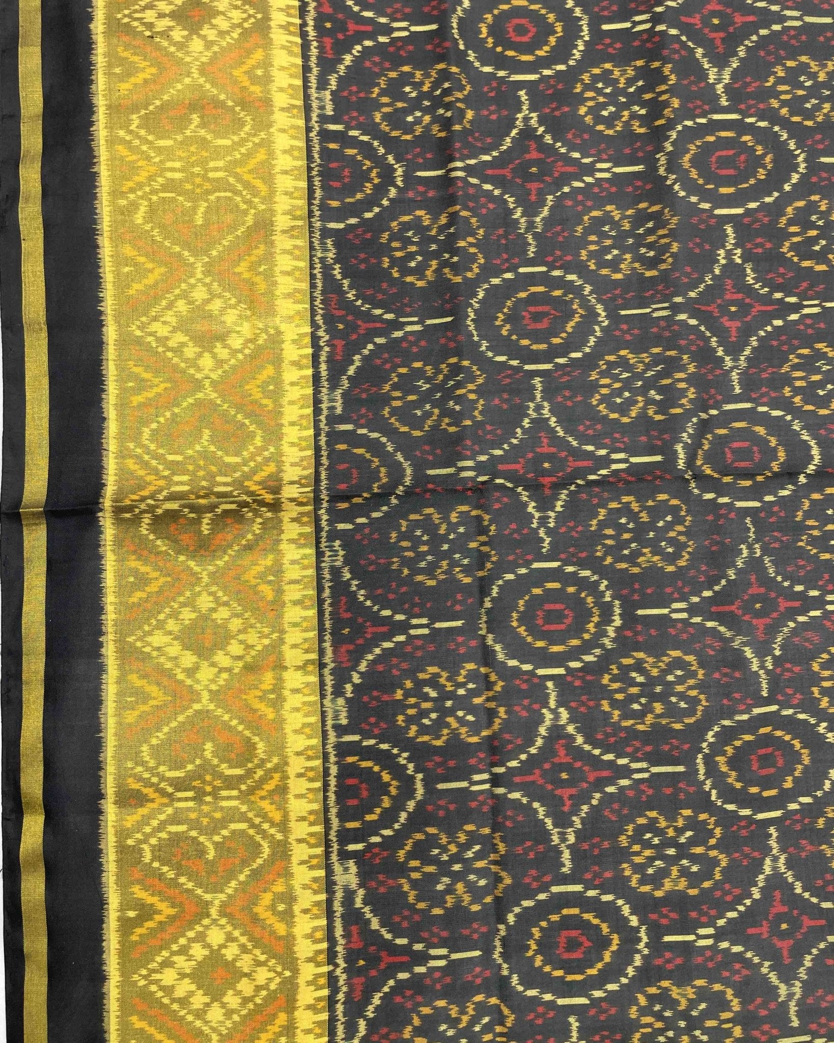 Black Bandhani Circle Designer Patola Saree - SindhoiPatolaArt
