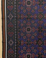 Black & Blue Navratan Designer Patola Shawl - SindhoiPatolaArt