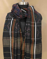 Black & Blue Navratan Designer Patola Shawl - SindhoiPatolaArt