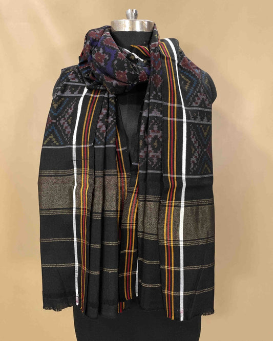 Black & Blue Navratan Designer Patola Shawl - SindhoiPatolaArt