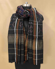 Black & Blue Navratan Designer Patola Shawl - SindhoiPatolaArt