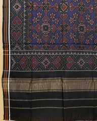 Black & Blue Navratan Designer Patola Shawl - SindhoiPatolaArt