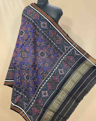 Black & Blue Navratan Designer Patola Shawl - SindhoiPatolaArt
