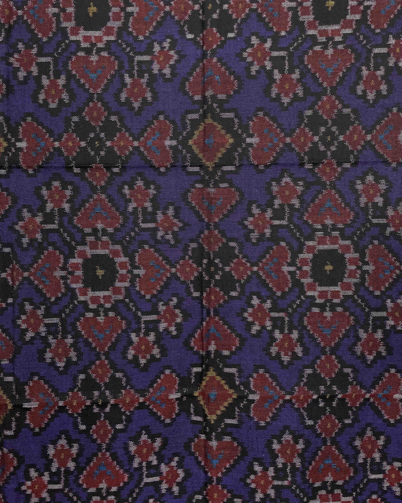 Black & Blue Navratan Designer Patola Shawl - SindhoiPatolaArt