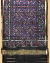 Black & Blue Navratan Designer Patola Shawl - SindhoiPatolaArt
