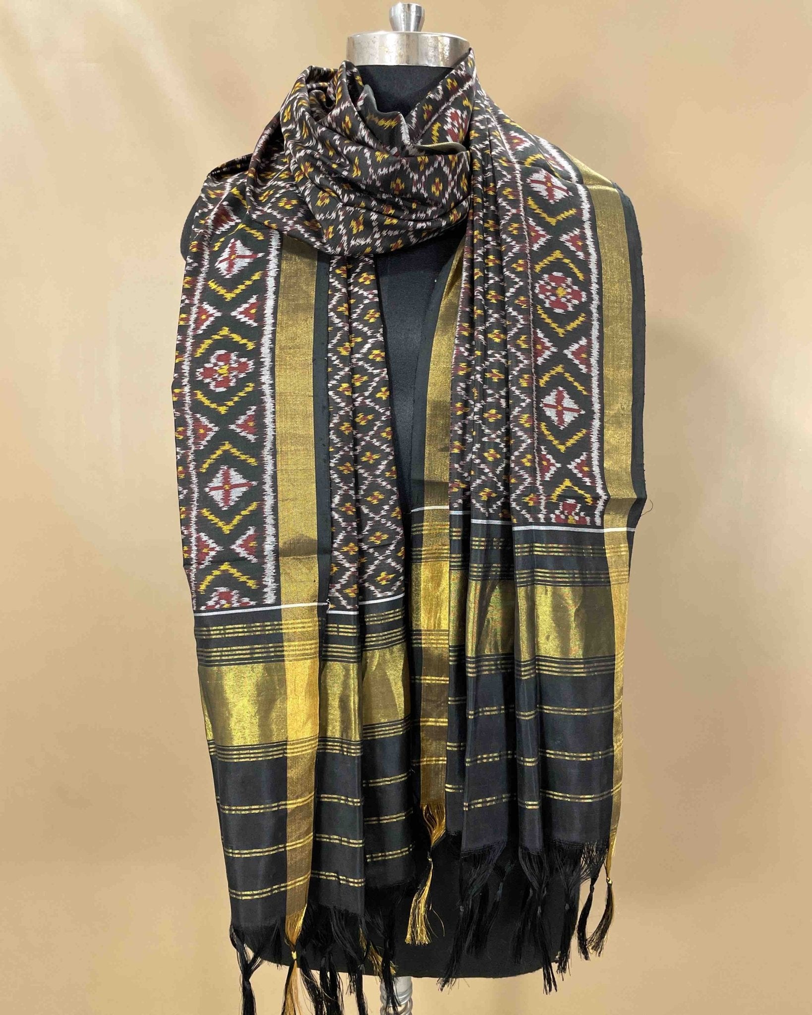 Black Booty Designer Patola Dupatta - SindhoiPatolaArt