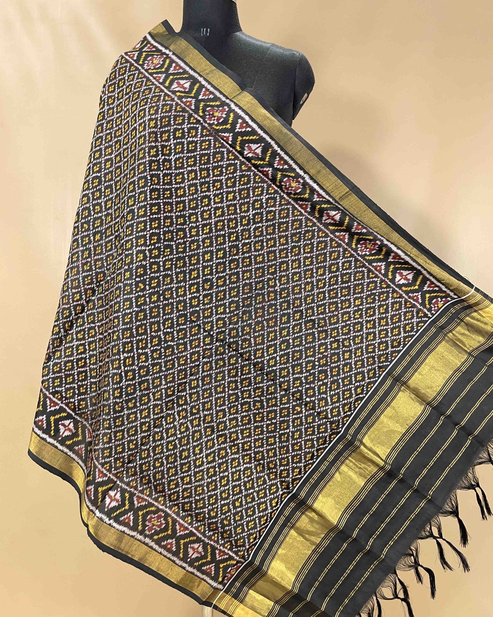 Black Booty Designer Patola Dupatta - SindhoiPatolaArt