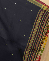 Black Border Pattii Mirror Marino Kutchi Woolen Shawl - SindhoiPatolaArt