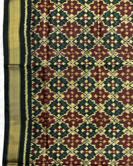 Black Buttonful Patola Dupatta - SindhoiPatolaArt