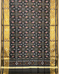 Black Chhabdi Patola Dupatta - SindhoiPatolaArt