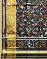 Black Chhabdi Patola Dupatta - SindhoiPatolaArt