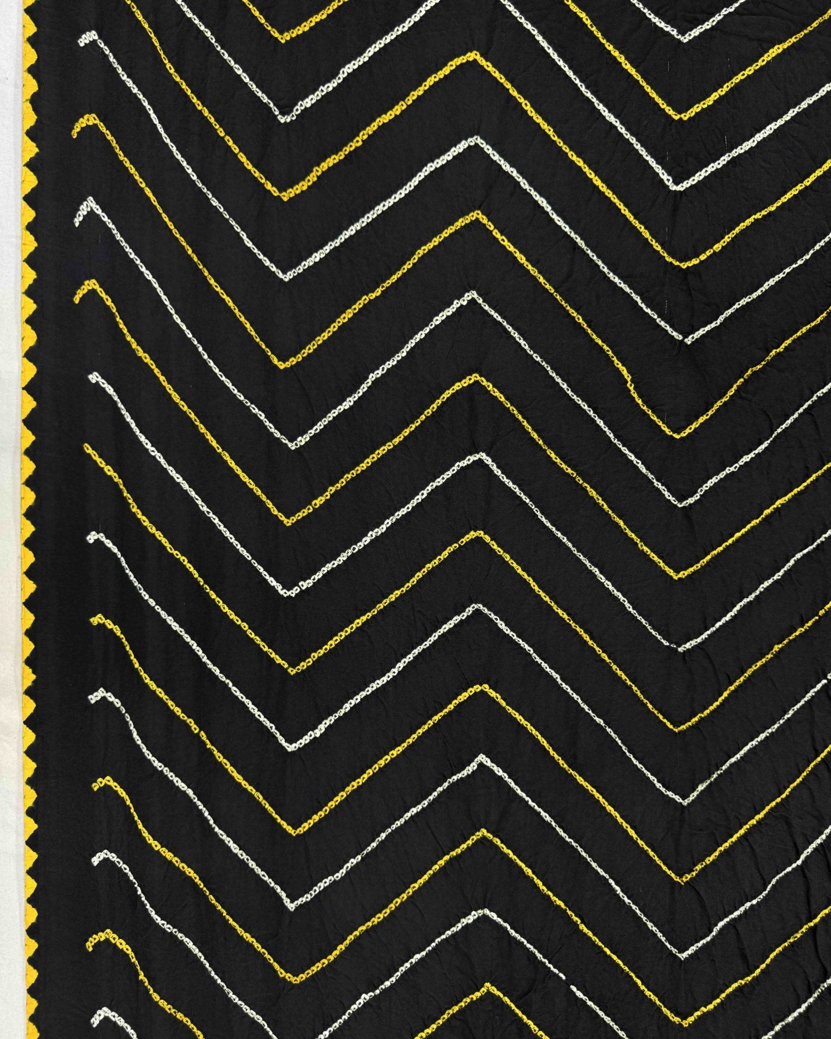 Black Gajji Silk Bandhani Saree - SindhoiPatolaArt