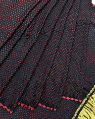 Black Gajji Silk Bandhani Saree - SindhoiPatolaArt