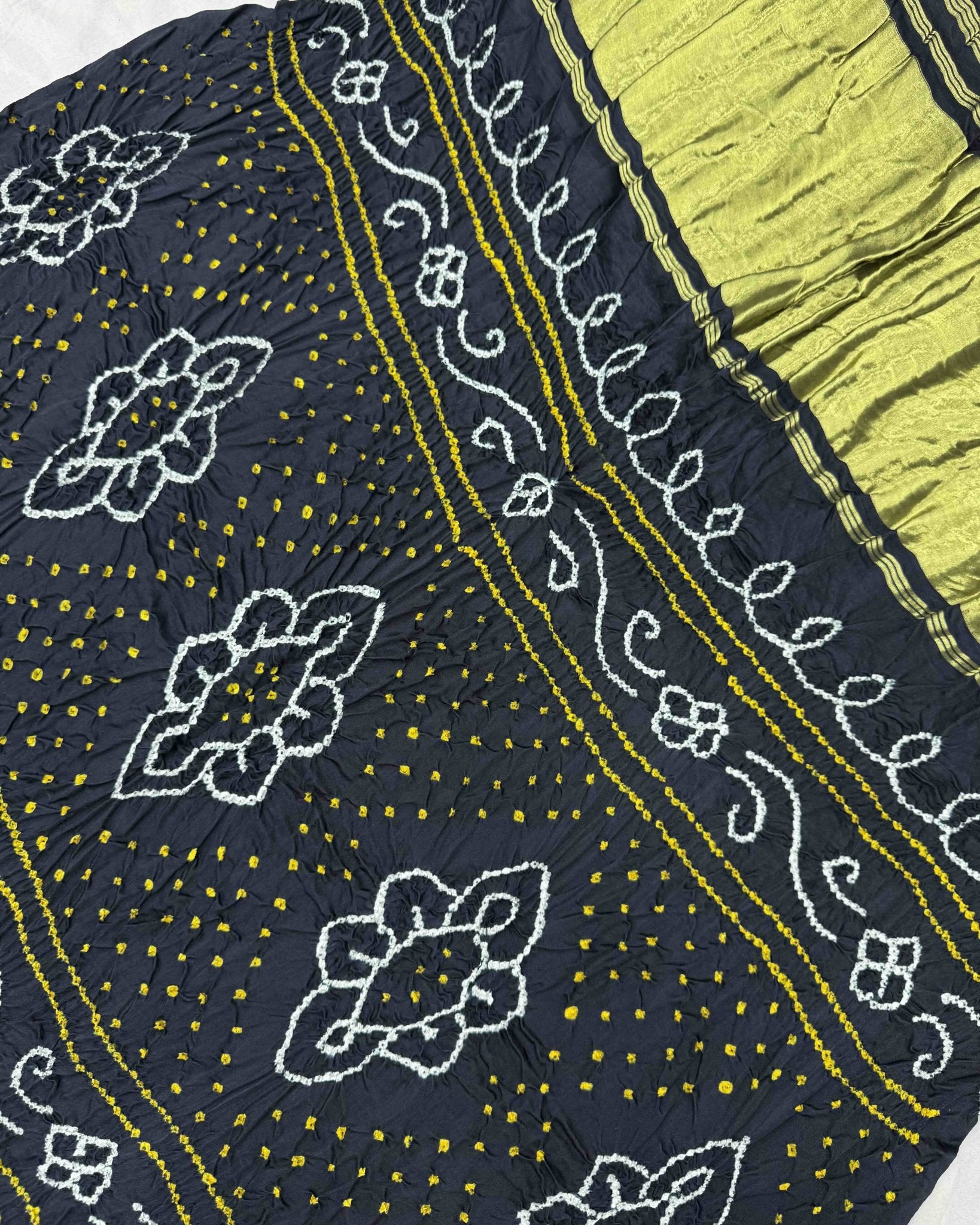 Black Gajji Silk Bandhani Saree - SindhoiPatolaArt