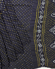 Black Gajji Silk Bandhani Saree - SindhoiPatolaArt