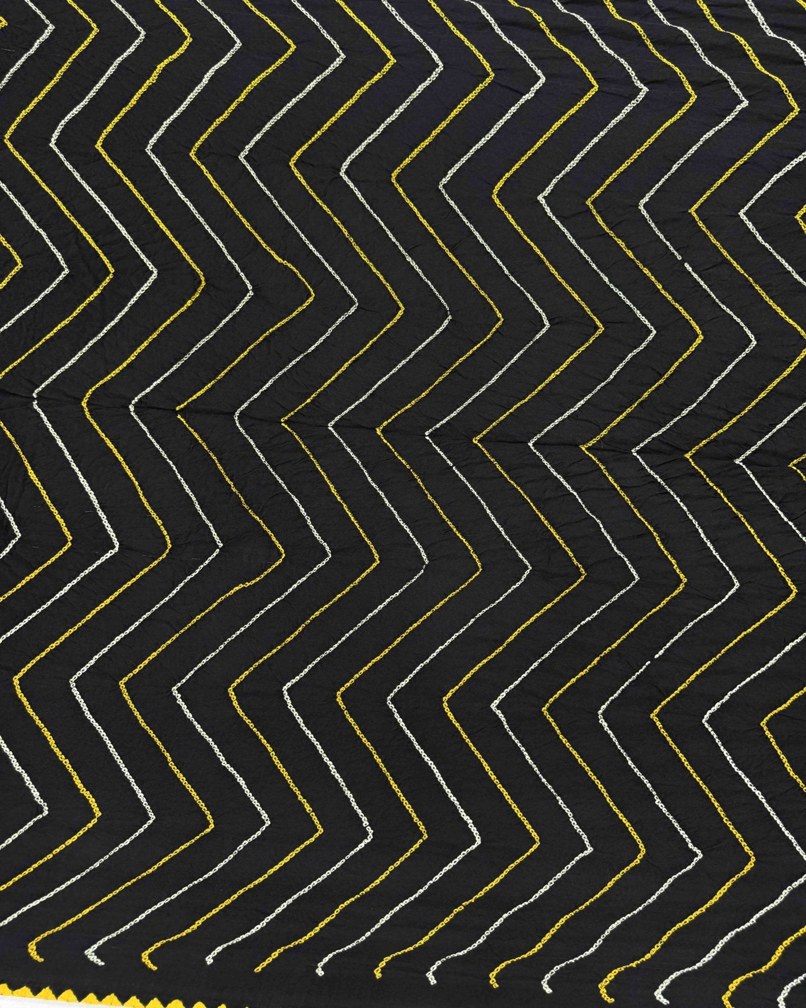 Black Gajji Silk Bandhani Saree - SindhoiPatolaArt