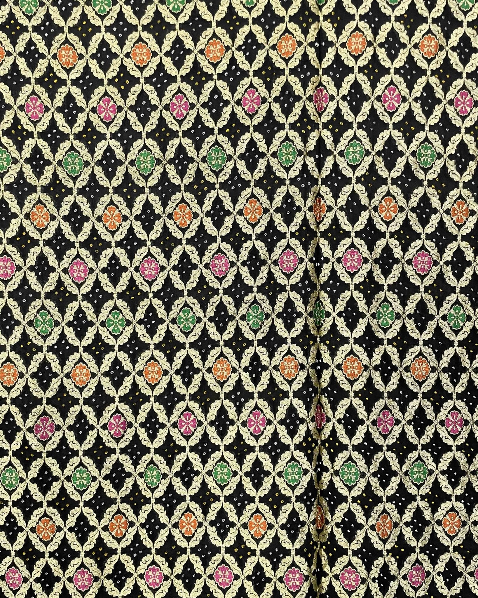 Black Meenakari Georgette Bandhani Dupatta - SindhoiPatolaArt