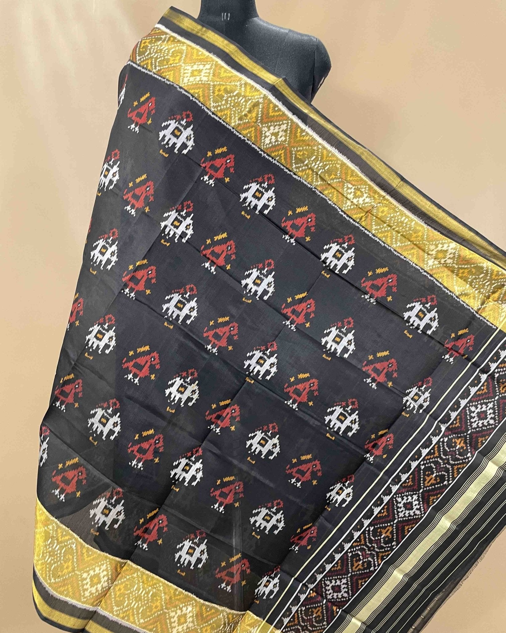 Black Narikunj Designer Patola Dupatta - SindhoiPatolaArt
