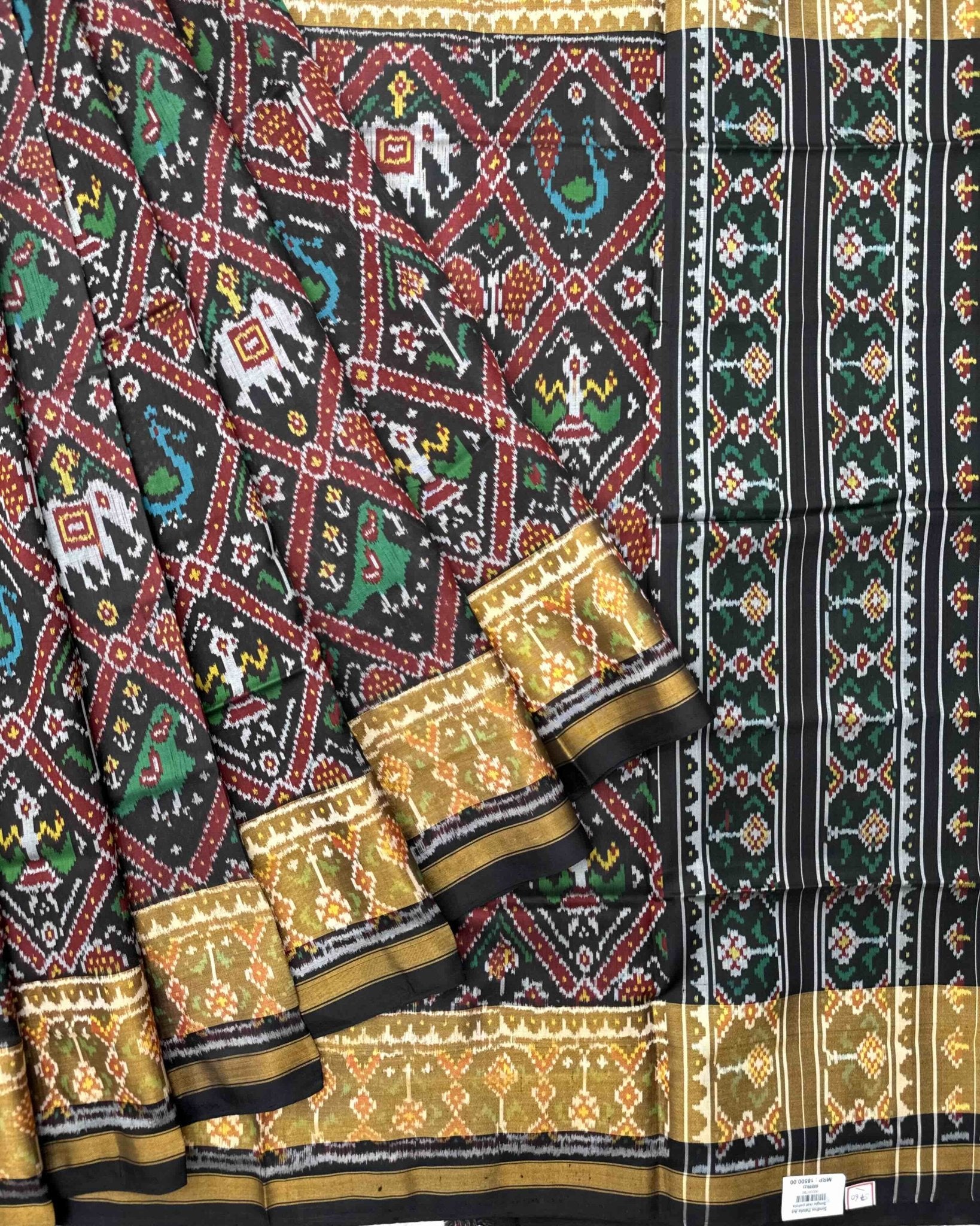 Black Narikunj Patola Saree - SindhoiPatolaArt