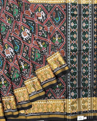 Black Narikunj Patola Saree - SindhoiPatolaArt