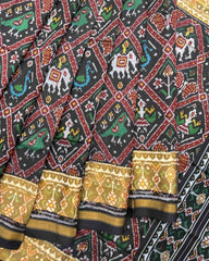 Black Narikunj Patola Saree - SindhoiPatolaArt