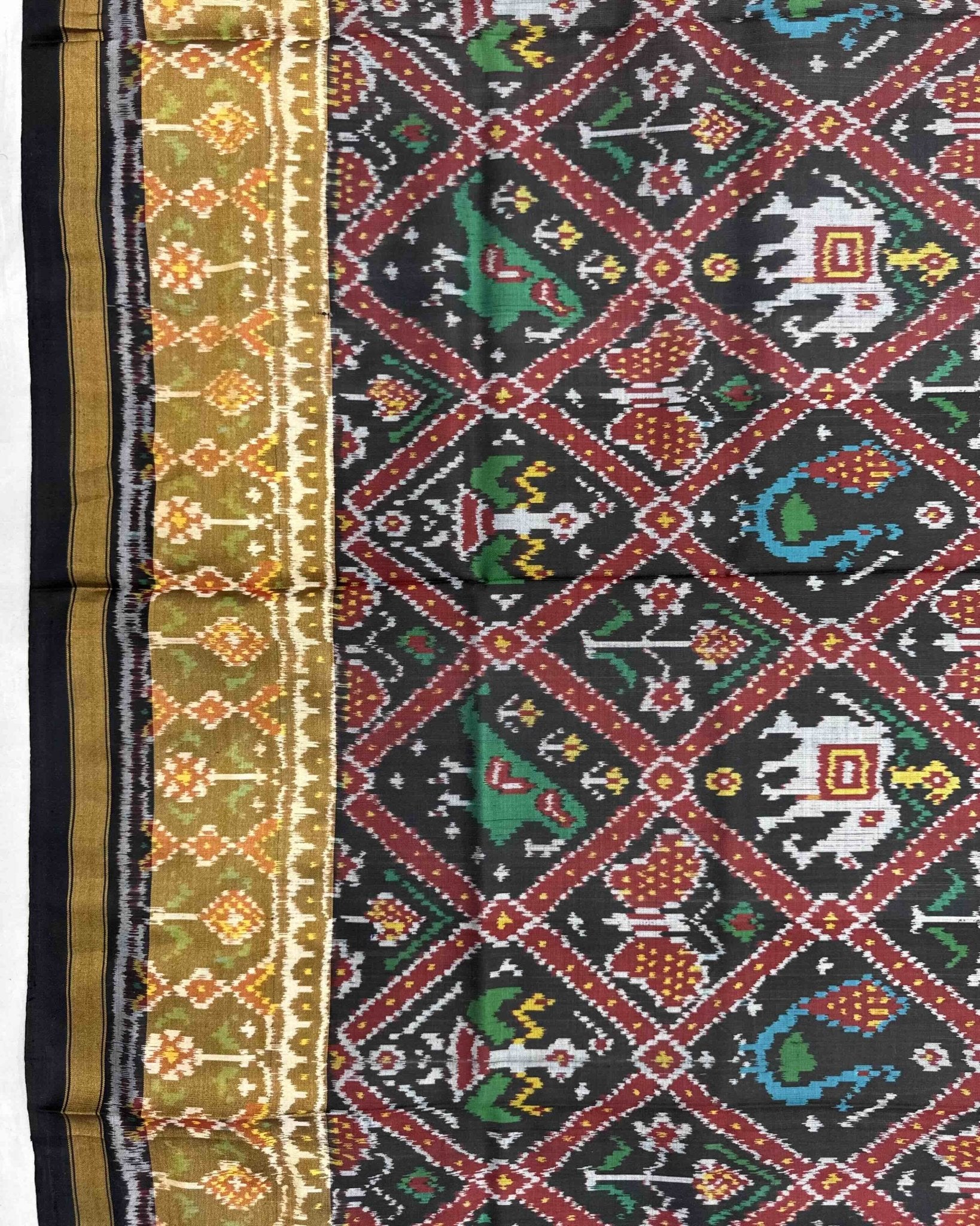 Black Narikunj Patola Saree - SindhoiPatolaArt
