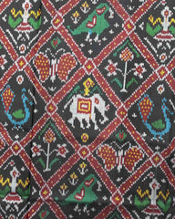 Black Narikunj Patola Saree - SindhoiPatolaArt
