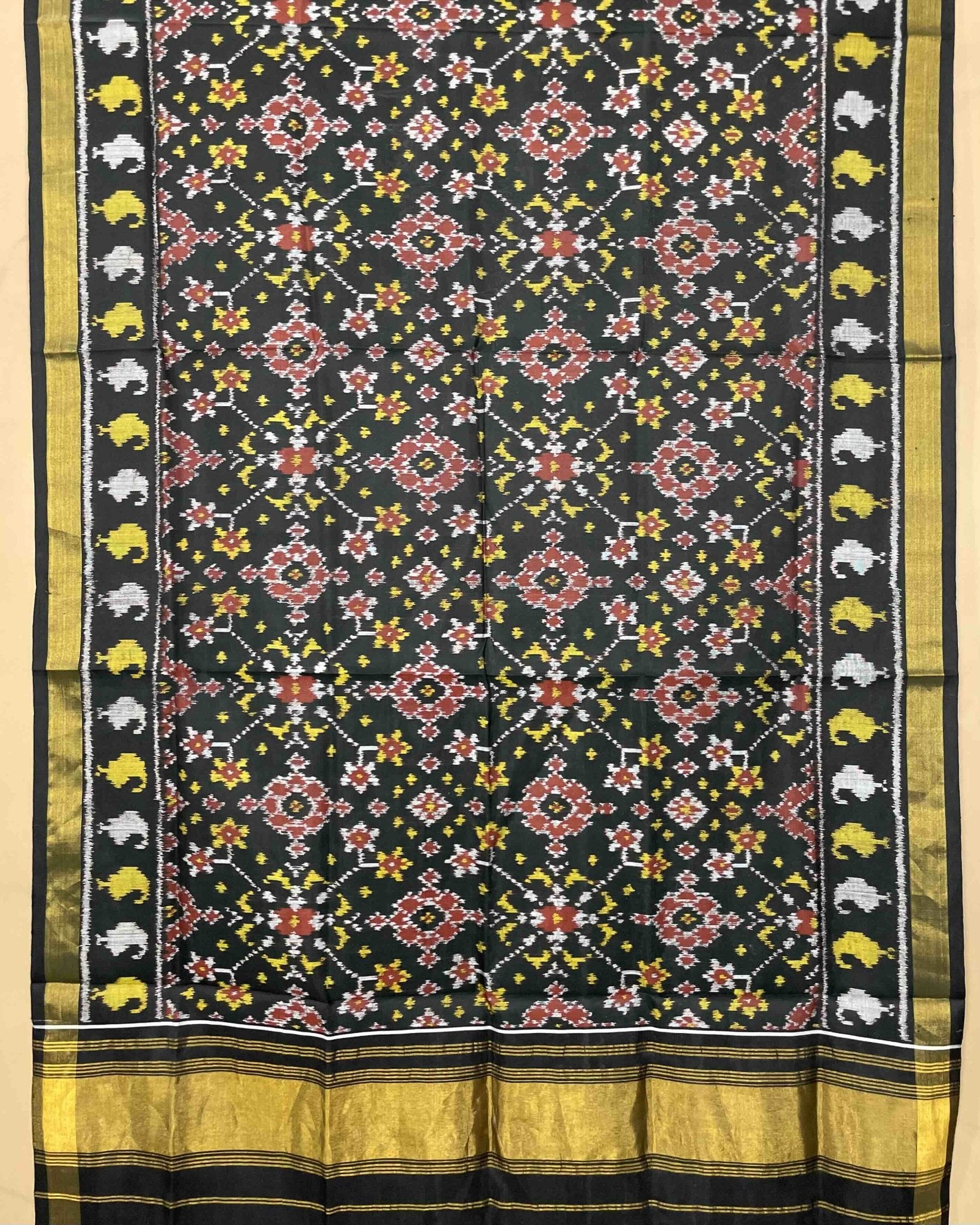 Black Navratan Patola Dupatta - SindhoiPatolaArt