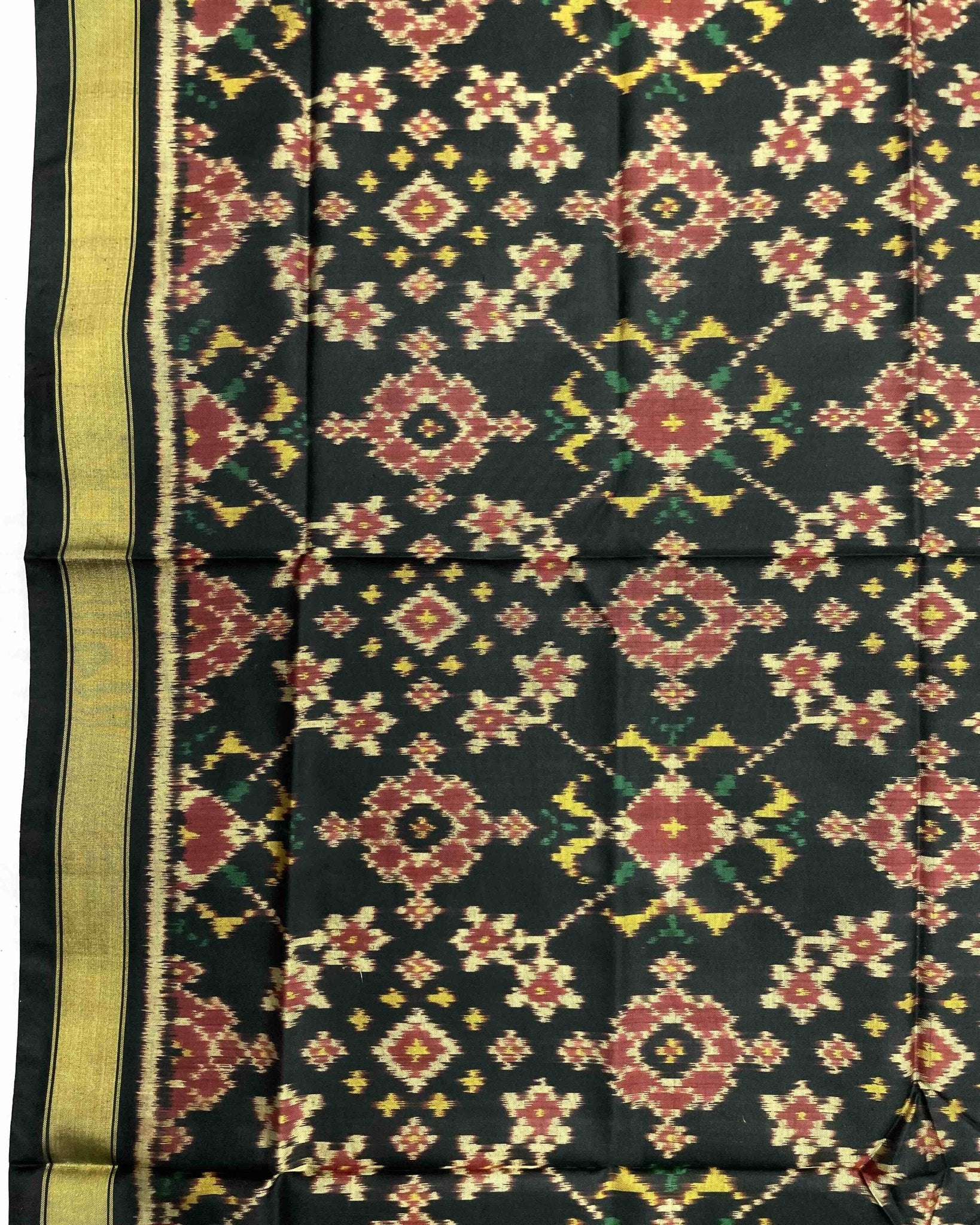 Black Navratan Patola Dupatta - SindhoiPatolaArt
