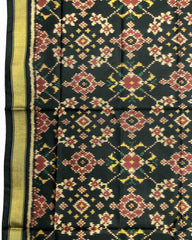 Black Navratan Patola Dupatta - SindhoiPatolaArt