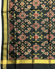 Black Navratan Patola Dupatta - SindhoiPatolaArt