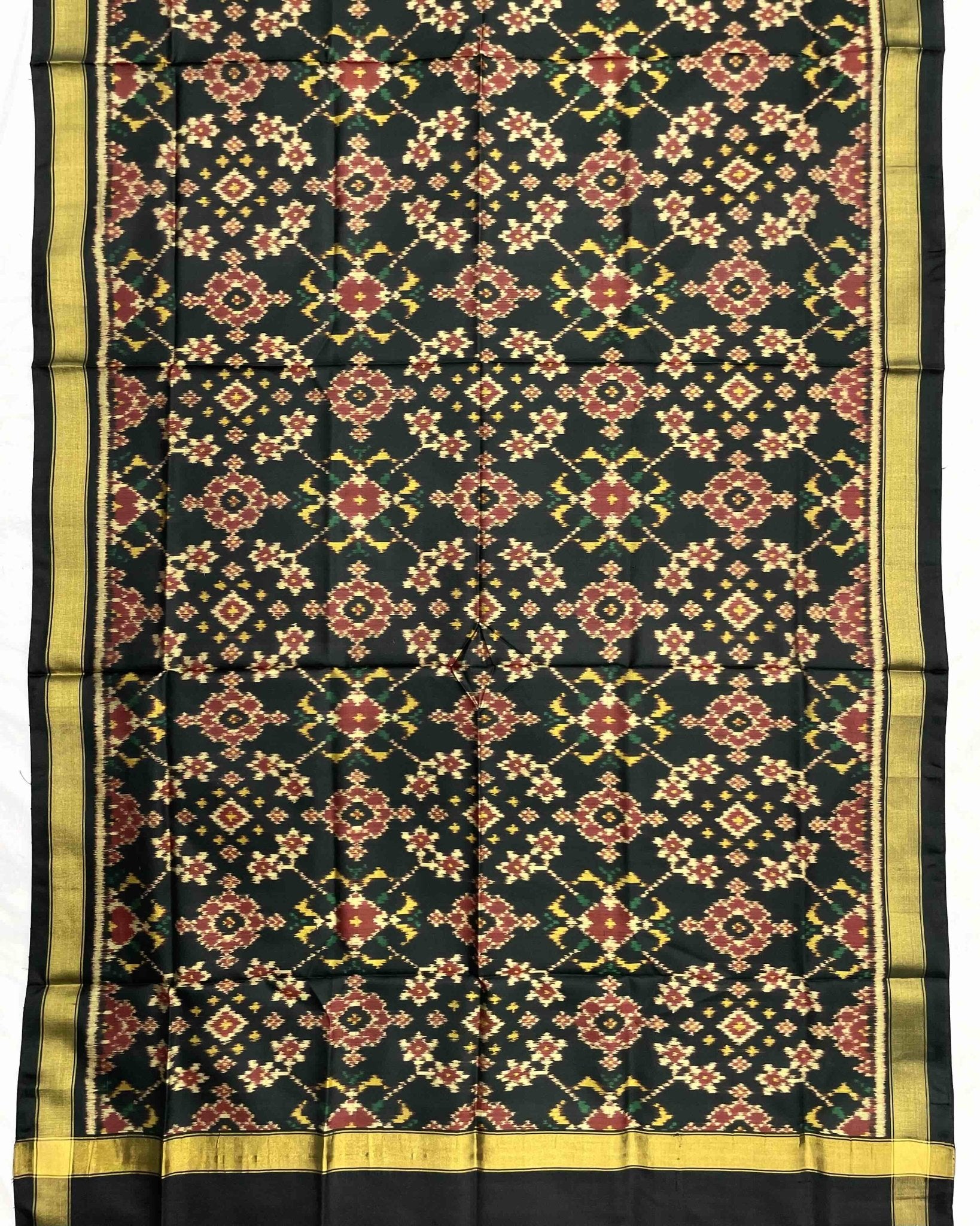 Black Navratan Patola Dupatta - SindhoiPatolaArt