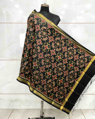 Black Navratan Patola Dupatta - SindhoiPatolaArt