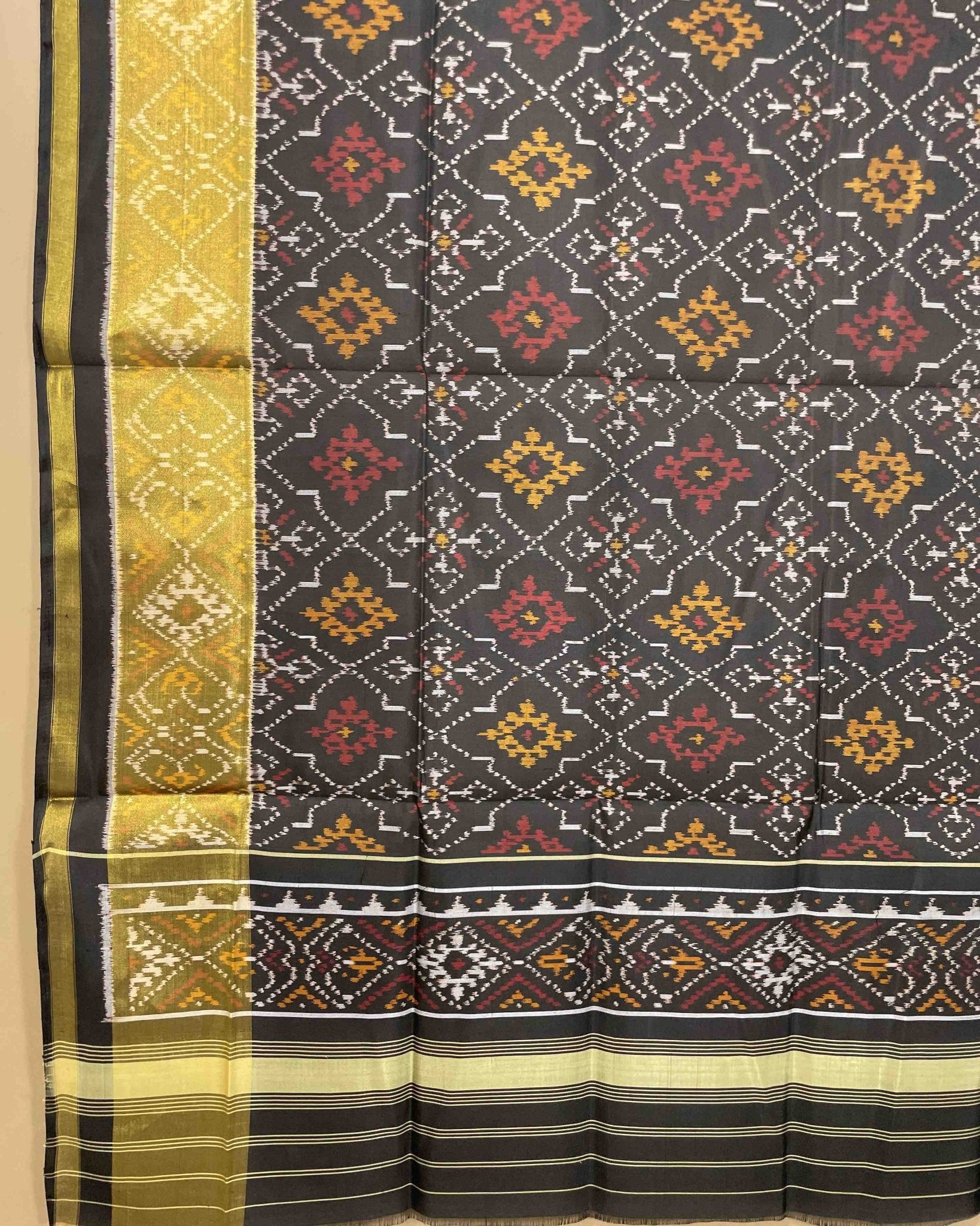 Black Panchanda Designer Patola Dupatta - SindhoiPatolaArt