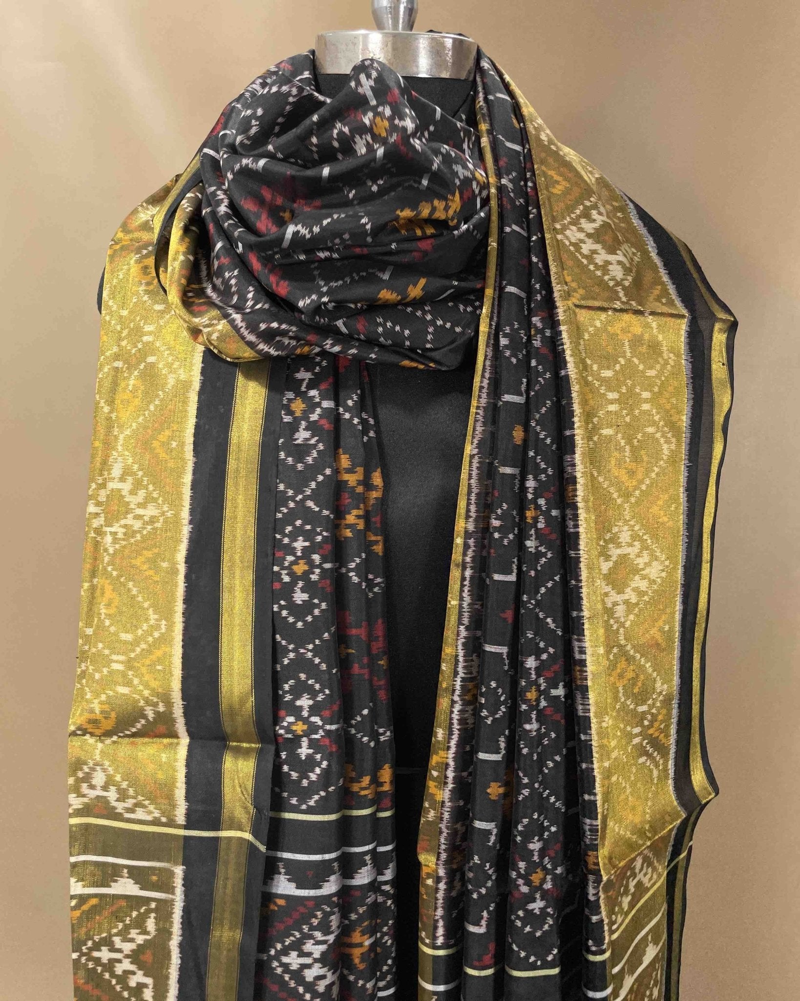 Black Panchanda Designer Patola Dupatta - SindhoiPatolaArt