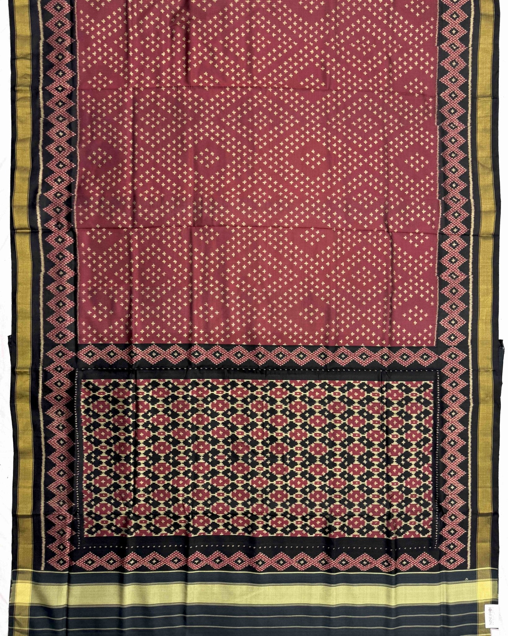 Black & Red Bandhej Design Patola Saree - SindhoiPatolaArt