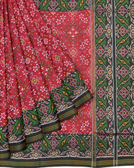 Black & Red Navratan Designer Patola Saree - SindhoiPatolaArt