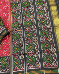 Black & Red Navratan Designer Patola Saree - SindhoiPatolaArt