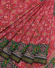 Black & Red Navratan Designer Patola Saree - SindhoiPatolaArt