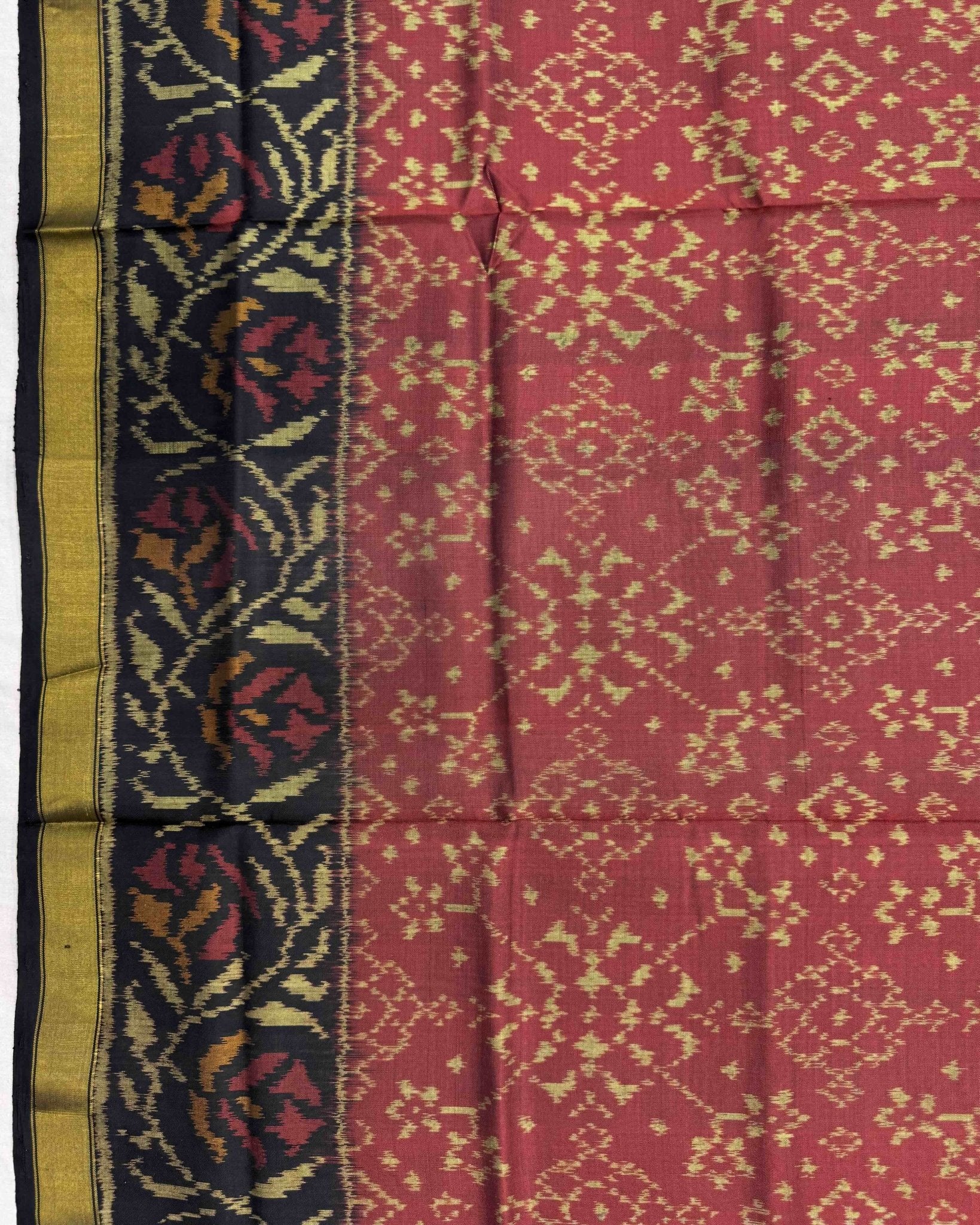 Black & Red Navratan Patola Saree - SindhoiPatolaArt