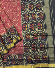 Black & Red Navratan Patola Saree - SindhoiPatolaArt