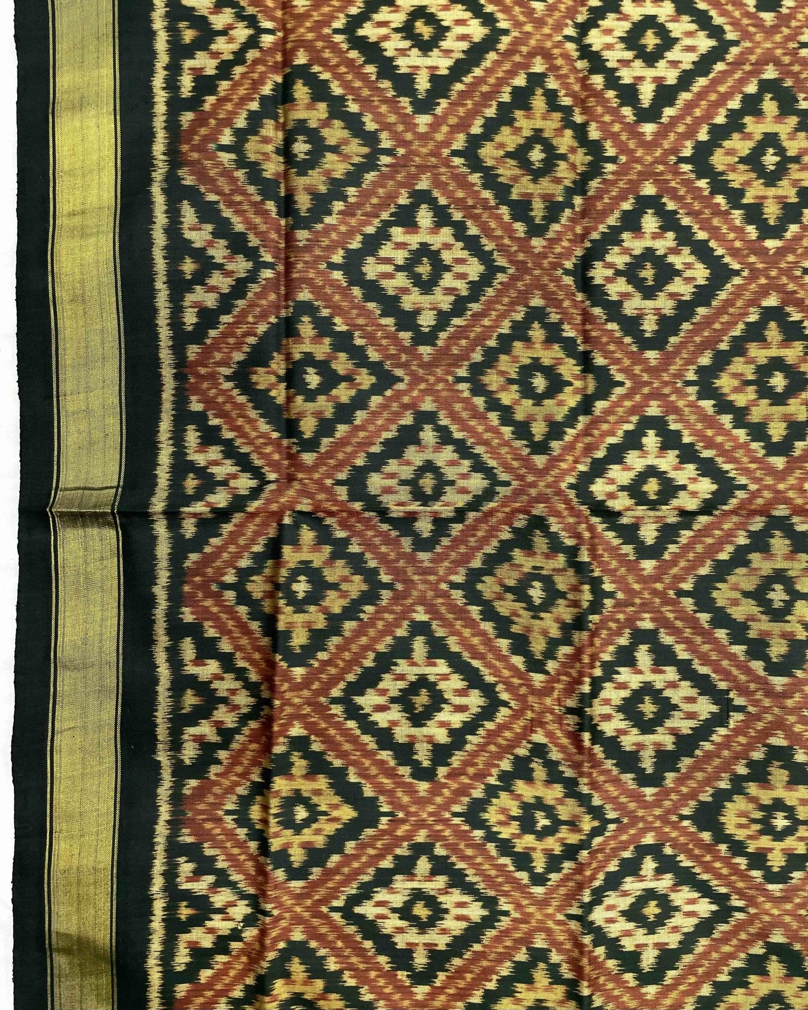 Black & Red Panchanda Patola Dupatta - SindhoiPatolaArt